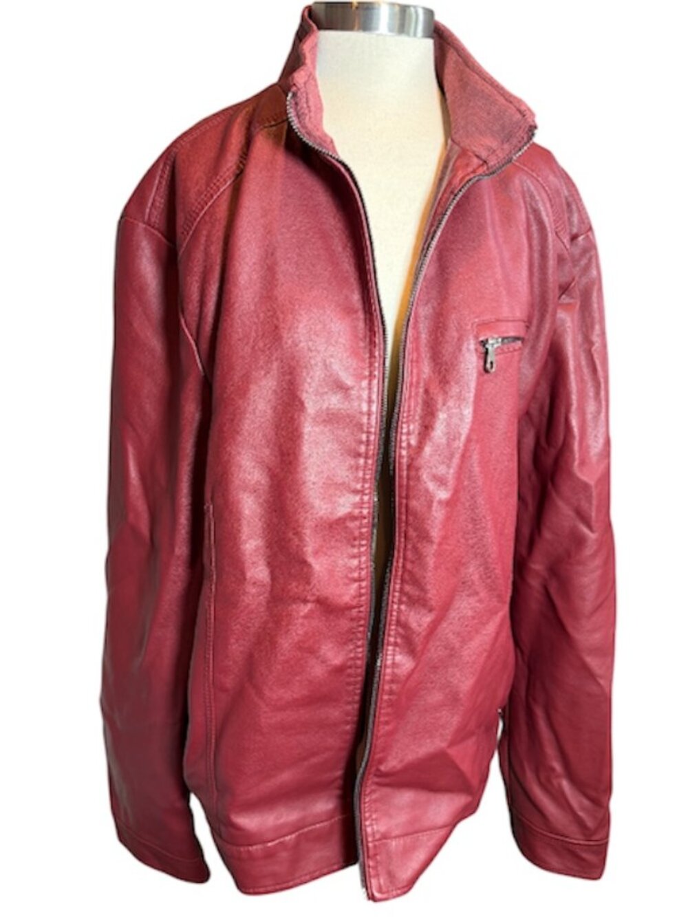 Unisex Red Faux Leather XL Jacket